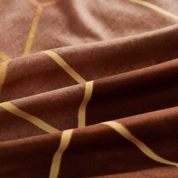 ✧Geometric Diamond Lines Brown Duvet Cover Set✧ - Picture 4 of 6